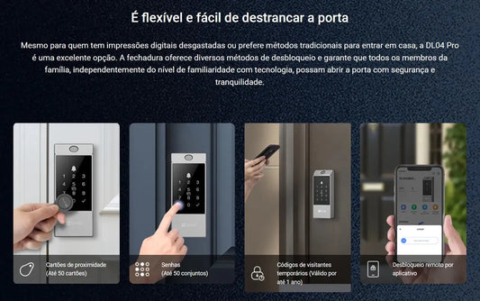 Fechadura Digital EZVIZ DL04 Pro — Wi-Fi, Biometria e Senha