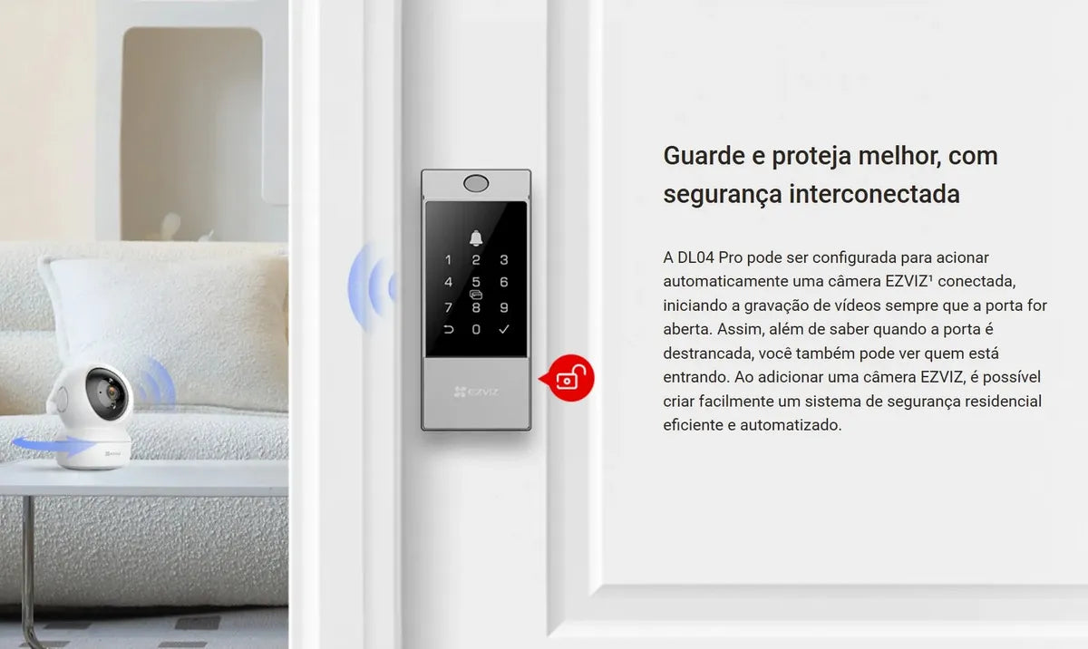 Fechadura Digital EZVIZ DL04 Pro — Wi-Fi, Biometria e Senha