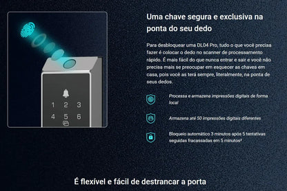 Fechadura Digital EZVIZ DL04 Pro — Wi-Fi, Biometria e Senha