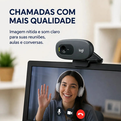 Webcam Logitech C270 HD 720p com Microfone Embutido
