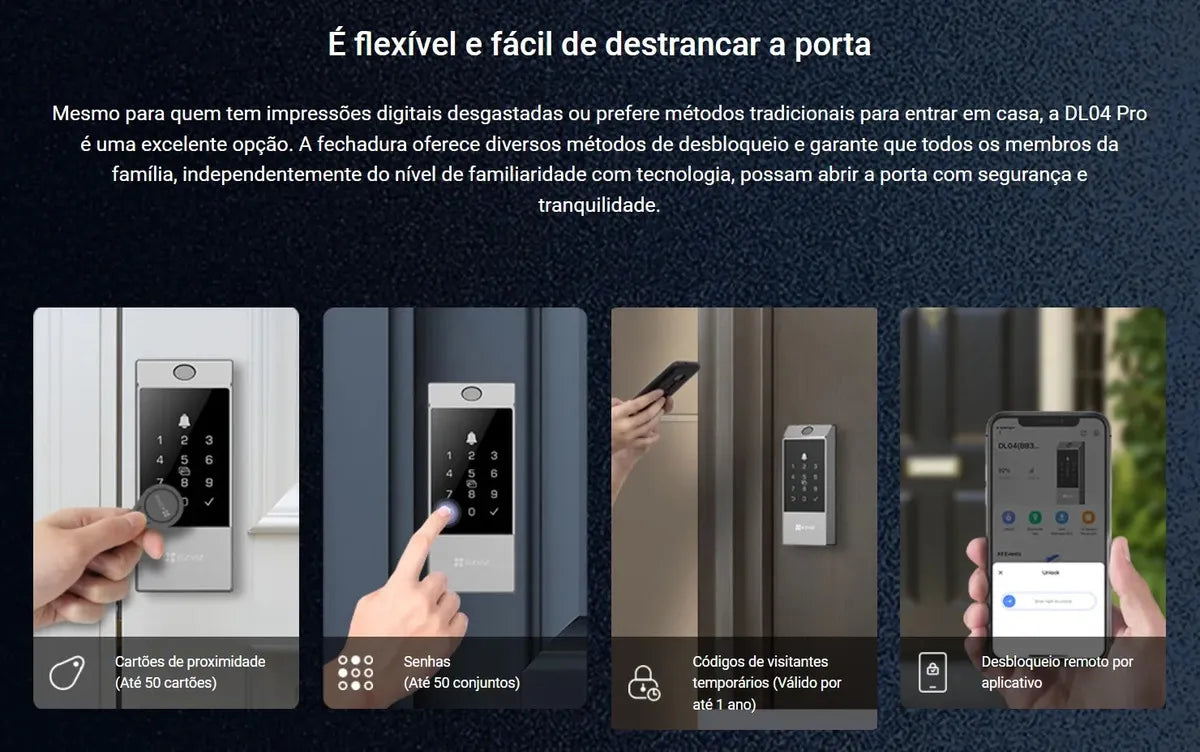 Fechadura Digital EZVIZ DL04 Pro — Wi-Fi, Biometria e Senha